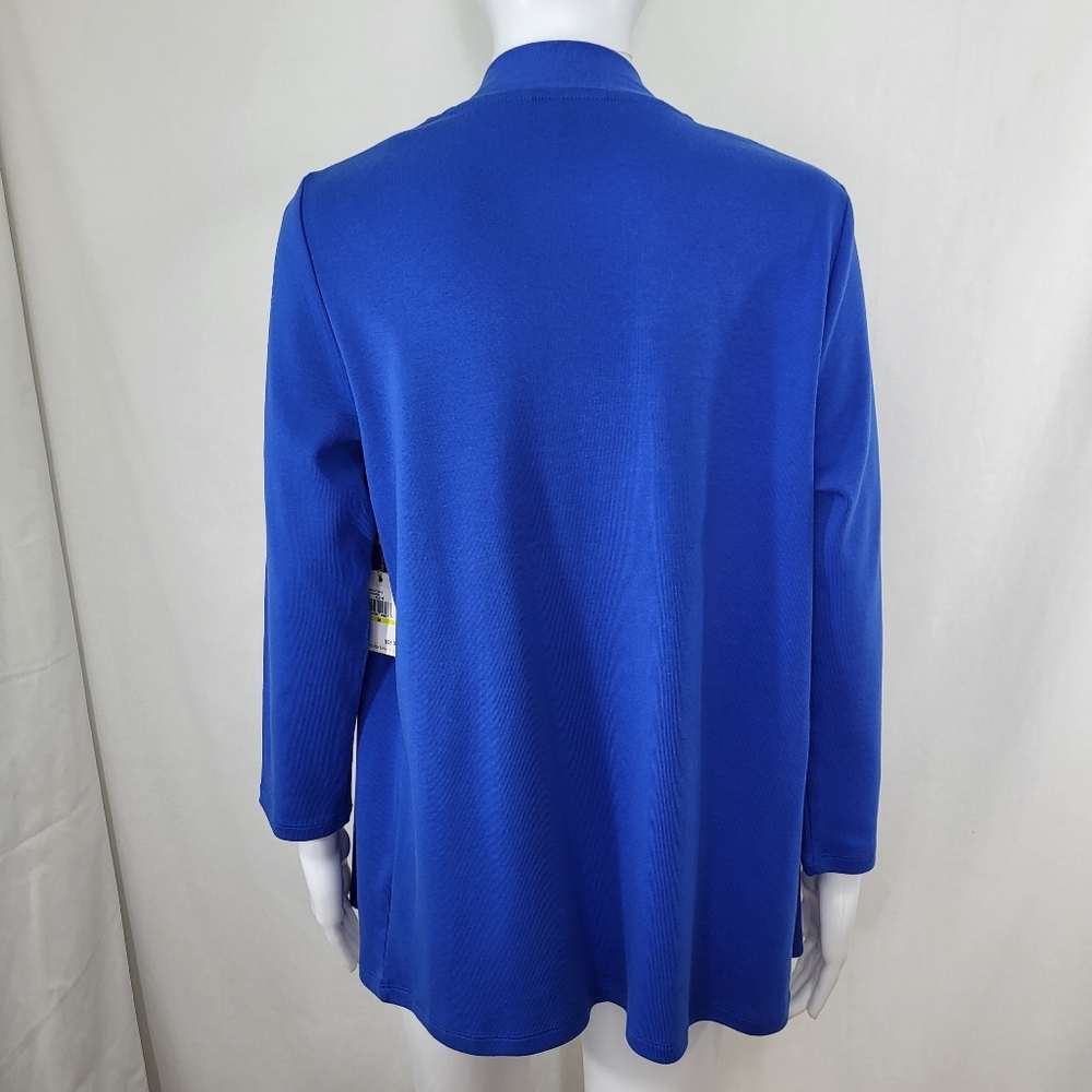 Rafaella Bright Blue OPEN CARDIGAN Womens Size M Studded Cotton 3/4 Sleeve NWT - Picture 3 of 15
